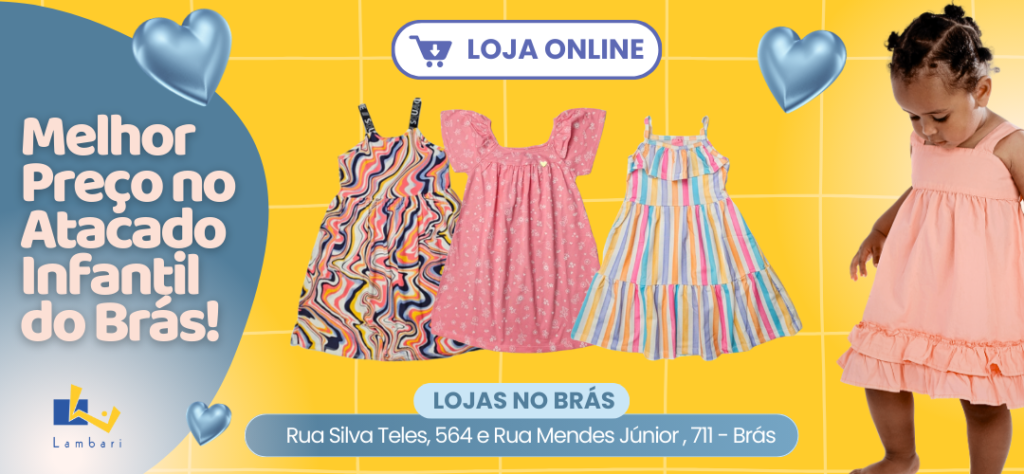 Banner vestidos infantis Lambari Atacado